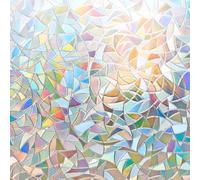 Lifetree Stained Glass Window Film Privacy: Rainbow Window Frosted Film for Glass Windows Self Adhesive Static Cling Decorative Patterned Glass Film for Home (90 * 300cm), White