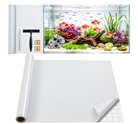 Lifetree White Blackout Fish Tank Background, Static Cling, 44.5x200cm | No glue blackout film for fish tank and aquarium. Includes install kit. Grid lines for easy trim. Removable, reusable.