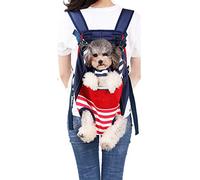 Lifeunion Legs Out Dog Carrier Backpack Hands-Free Adjustable Pet Travel Carrier for Small Medium Dogs Cats Motorcycle Hiking Walking (Red and Blue Stripes)