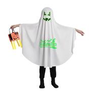 Lifeuping Kids Ghost Halloween Fancy Dress Glow in the Dark White Halloween Cloak Unisex Child Cape Trick or Treat for 1-9 Years