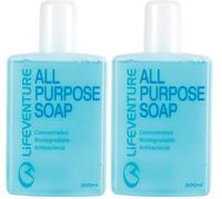 Lifeventure All Purpose Biodegradable and PH balanced Bottled Soap Ideal For Travel, Camping And Wilderness (200ml) (Pack of 2)