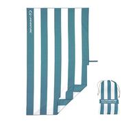 Lifeventure Beach Towel - Quick Dry, Sand Free - Compact, Lightweight, Anti-Odour - 100% Recycled - Includes Bag - Blue Stripe - Large 150x90cm