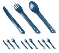 Lifeventure Ellipse Plastic Interlocking Cutlery Set for Camping, Travel & Outdoor - Navy Blue (Pack of 4)