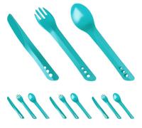 Lifeventure Ellipse Plastic Interlocking Cutlery Set for Camping, Travel & Outdoor - Teal (Pack of 4)