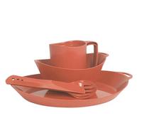 Lifeventure Ellipse Reusable 4-Piece Tableware Set: Knife/Fork/Spoon, Plate, Bowl, Mug For Camping, Travel & Outdoor - Rust Orange