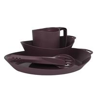 Lifeventure Ellipse Reusable 4-Piece Tableware Set: Knife/Fork/Spoon, Plate, Bowl, Mug for Camping, Travel & Outdoor - Purple