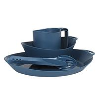 Lifeventure Ellipse Reusable 4-Piece Tableware Set: Knife/Fork/Spoon, Plate, Bowl, Mug for Camping, Travel & Outdoor - Navy