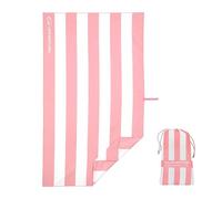 Lifeventure Quick Dry Beach Towel - Sand Free, Lightweight & Compact Microfibre Travel Towel with Carry Bag - Anti-Odour, 100% Recycled - Large 150x90cm, Pink Stripe