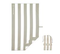 Lifeventure Quick Dry & Sand Free Travel & Beach Towel, 150 x 90cm | Lightweight & Compact Microfibre Travel Towel with Carry Bag - Anti-Odour, 100% Recycled - Large 150x90cm, Beige Stripe