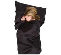 Lifeventure Silk Ultimate Sleeping Bag Liner Lightweight Travel and Camping Sheet to Use Alone or to Add Warmth to Sleeping Bag With Polygiene Odour Control, Black, Mummy (185 x 90 - 56cm)