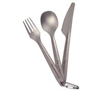 Lifeventure Superlight Titanium Camping Set with Karabiner - Ultra Lightweight Cutlery Ideal for Camping Or Travel