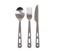 Lifeventure Titanium Camping Cutlery Set - Ultra Lightweight Camping Cutlery for One - Knife, Fork and Spoon Set with Carabiner and Velcro Clasp for Camping or Travel