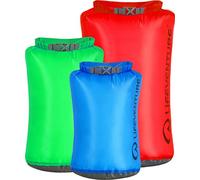 Lifeventure Ultralight Dry Bag Multi-Pack, Siliconized Rip-Stop Fabric with Fully Taped Seams (5L, 10L, 25L), Multi Colour