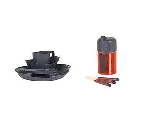 Lifeventure Unisex 4-piece Set, Ellipse 4 Piece Set Graphite, Graphite, One Size UK & Lifesystems Stormproof, Waterproof and Windproof Matches, Pack of 25 in Sealed Waterproof Container