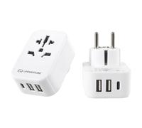 Lifeventure World to Europe Travel Adaptor With USB & USB C Sockets | Converts most plugs for use in Europe | CE & RoHS certified