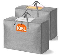 Lifewit 105L Comforter Storage Bag, 2 Pack Folable Storage Bins with Lids for Quilt, Duvet, Extra Large Bedding Storage Bags with Zippers and Handles, Clothes Organizers and Storage with Clear Window