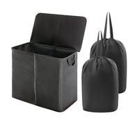 Lifewit 105L Double Laundry Hamper with Lid and Removable Laundry Bags, Divided Laundry Basket with Handles, Large Separated Clothes Basket for Bedroom, Bathroom, College Dorm, Laundry Sorting, Black