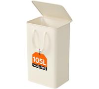 Lifewit 105L Laundry Basket with Lid, Washing Basket with Handles, Foldable Laundry Bin, Laundry Hamper Dirty Clothes Bin Storage for Bedroom Accessories, White