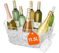 Lifewit 11.5L Ice Bucket for Parties, Portable Champagne Bucket for Cocktail Bar, Clear Plastic Drink Cooler for Beverage/Wine/Beer/Juice, Mimosa Bar Chiller Tub with Scoop 38x18x20 cm/15x7x8"