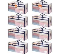 Lifewit 110L Large Moving Bags with Lids and Sturdy Handles, 8 Pack Heavy Duty Packing Organizers for Moving House, Clothes Bedding Blanket Comforter Toys Storage Bags, Transparent