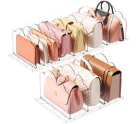 Lifewit 12 Pcs Adjustable Handbag Storage Solutions, Plastic Wardrobe Shelves Dividers, Purse Organiser for Closet Stackable, Ideas Bedroom Organisation, Clothes Separators, Clear