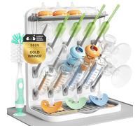 Lifewit 15-Hooks Baby Bottle Drying Rack with Drain Mat & Brush, BPA Free