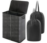 Lifewit 160L Double Laundry Basket with Lid and Removable Laundry Bags, Divided Washing Basket with Handles, Large Separated Laundry Hamper for Bedroom, Bathroom, College Dorm, Laundry Sorting, Grey