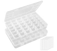 Lifewit 2 Pack 36 Grids Organiser Storage Box, Fishing Tackle Box, Clear Stackable Plastic Container with Adjustable Dividers for Beads, Art DIY, Crafts, Jewelry, with 5 Sheet Label Stickers