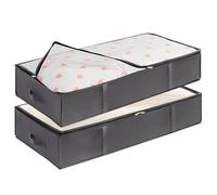 Lifewit 2 Pack 95L Under Bed Storage, Underbed Storage Boxes with lid Clothes Storage Bag Wardrobe Storage Organiser with Reinforced Handle, PVC Window for Duvet, Blanket, Clothing, Shoes, Grey