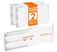 Lifewit 2 Pack Drawer Dividers Plastic 8" High, 14-23" Adjustable Drawer Organisers for Clothes, Expandable Dresser Separators in Bedroom/Bathroom/Kitchen/Office Organisation and Storage