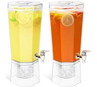 Lifewit 2 Pack Drink Dispenser 4L, Plastic Juice Containers with Lid for Party, Ice Beverage Jars with Tap & Stand for Lemonade/Soda/Tea, BPA Free 39 x 16 cm/15x6