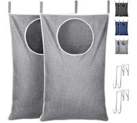 Lifewit 2 Pack Over Door Laundry Hamper, Large Collapsible Hanging Laundry Hamper, Hanging Laundry Basket Bag for Bathroom Bedroom Dirty Clothes Storage Organizer, Light Grey