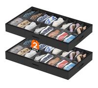 Lifewit 2-Pack Under Bed Shoe Storage Hold 36 Pairs, Black | 11cm Shallow Underbed Shoe Organiser with Clear Cover, Set of 2 Slim Stackable Shoe Boxes