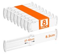 Lifewit 3.2" High Drawer Dividers for Clothes, Adjustable Drawer Organisers | 10.5"-16.5" Expandable Plastic Separator for Wardrobe, Bedroom, Dresser, Nursery, Clothing, Socks & Underwear Storage, 8 Pack