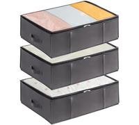 Lifewit 3 Pack 40L Under Bed Storage, Underbed Storage Boxes with lid Clothes Storage Bag Wardrobe Storage Organiser with Reinforced Handle, PVC Window for Duvet, Blanket, Clothing, Shoes, Grey