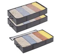 Lifewit 3 Pack 65L Under Bed Storage, Underbed Storage Boxes with lid Clothes Storage Bag Wardrobe Storage Organiser with Reinforced Handle, PVC Window for Duvet, Blanket, Clothing, Shoes, Grey