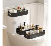 Lifewit 3 Pack Toilet Paper Storage Basket with Handle, Plastic Wicker Toilet Basket Tank Topper for Decor, Toilet Storage Organiser Bin for Bathroom essentials, Storage Baskets for Shelves