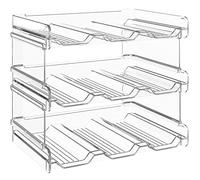 Lifewit 3 Tier Stackable Wine Rack for Cupboard, Plastic Water Bottle Organiser Holder Fits 9 Drinks Bottle up to 3.8" Diameter for Kitchen/Fridge/Pantry/Cabinet, 28 x 19 x 24 cm/11 x 7.5 x 9.5