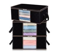 Lifewit 35L Clothes Storage Bag Foldable Storage Boxes with Lids Underbed Wardrobe Storage Organiser with Sturdy Fabric Clear Window for Clothing