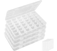 Lifewit 36 Grids Organiser Storage Box, Fishing Tackle Box, Clear Stackable Plastic Container with Adjustable Dividers for Beads, Art DIY, Crafts, Jewelry, with 5 Sheet Label Stickers, 26CM L, 4 Pack