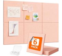 Lifewit 36"x 24" Felt Bulletin Board with Self-Adhesive, 6 Pack Cork Board Alternative for Walls, Large Pin Board Vision Board Message Board with 30 Pushpins for Office Decor, Room Decor, Pink