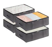 Lifewit 4 Pack 40L Under Bed Storage, Underbed Storage Boxes with lid Clothes Storage Bag Wardrobe Storage Organiser with Reinforced Handle, PVC Window for Duvet, Blanket, Clothing, Shoes, Grey