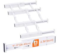 Lifewit 4 Pack Drawer Dividers 2.36" High, 11"-17" Adjustable Drawer Organizer with 4 Inserts for Utensils/Clothes/Makeup, Plastic Expandable Separators in Kitchen/Dresser/Bedroom/Bathroom/Office