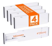 Lifewit 4 Pack Drawer Dividers Plastic 4" High, 13.5-22" Adjustable Drawer Organisers for Clothes, Expandable Dresser Separators in Bedroom/Bathroom/Kitchen/Office Organization and Storage