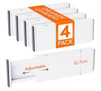 Lifewit 4 Pack Drawer Dividers Plastic 5" High, 13.5-22" Adjustable Drawer Organisers for Clothes, Expandable Dresser Separators in Bedroom/Bathroom/Kitchen/Office Organization and Storage
