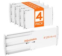 Lifewit 4 Pack Drawer Dividers Plastic 8" High, 14-23" Adjustable Drawer Organisers for Clothes, Expandable Dresser Separators in Bedroom/Bathroom/Kitchen/Office Organisation and Storage