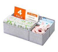 Lifewit 4 Pack Drawer Organiser for Baby Clothes, Collapisble Fabric Chest of Draw Dividers Nursery Closet, Dresser, Bedroom, Foldable Cube Boxes, Pants, Underwear Organization