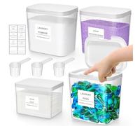 Lifewit 4 Pack Laundry Pods Container with Labels, Scoops and Pop-up Lid, Detergent/Powder/Capsule/Pot/Washing Tablets Storage Holder for Laundry, Bathroom, Kitchen Organisation,0.5+0.72gal