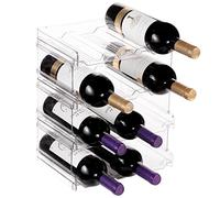 Lifewit 4 Tier Stackable Water Bottle Storage Organiser for Cupboard, Plastic Wine Racks Holds 12 Drinks Bottle up to 3.8" Diameter for Kitchen/Fridge/Cabinet, 28 x 19 x 34 cm/11 x 7.5 x 13.4 inches