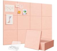 Lifewit 48"x 36" Felt Bulletin Board with Self-Adhesive, 12 Pack Cork Board Alternative for Walls, Large Pin Board Vision Board Message Board with 50 Pushpins for Office Decor, Room Decor, Pink